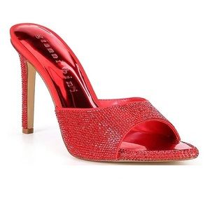 GIANNI BINI Black Rhinestone Mule Heeled Slip-on Sandals size 6 (NEW)